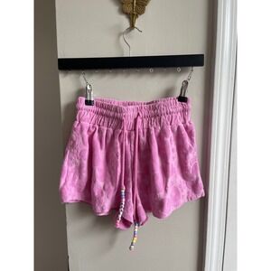 Barbie x Forever 21 Pink Terry Cloth Shorts Beaded Drawstring Womens Small